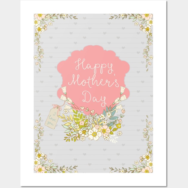 Happy Mother's Day 2021 - Cute Floral Greetings - Whimsical Art Wall Art by Alice_creates